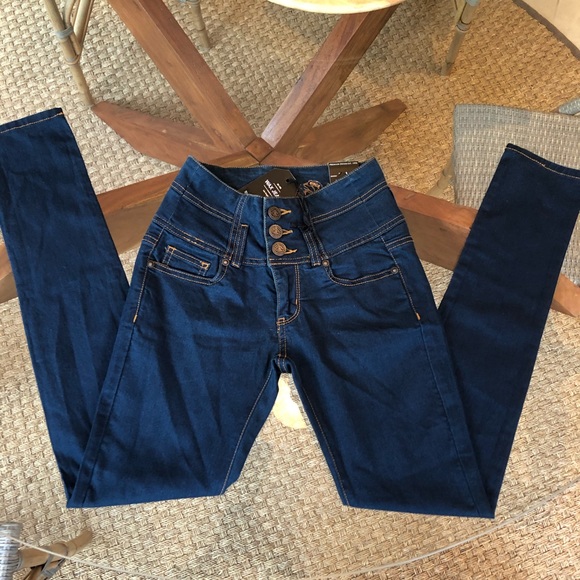 Wax Jean Denim - Button High Waisted Skinny Jean
